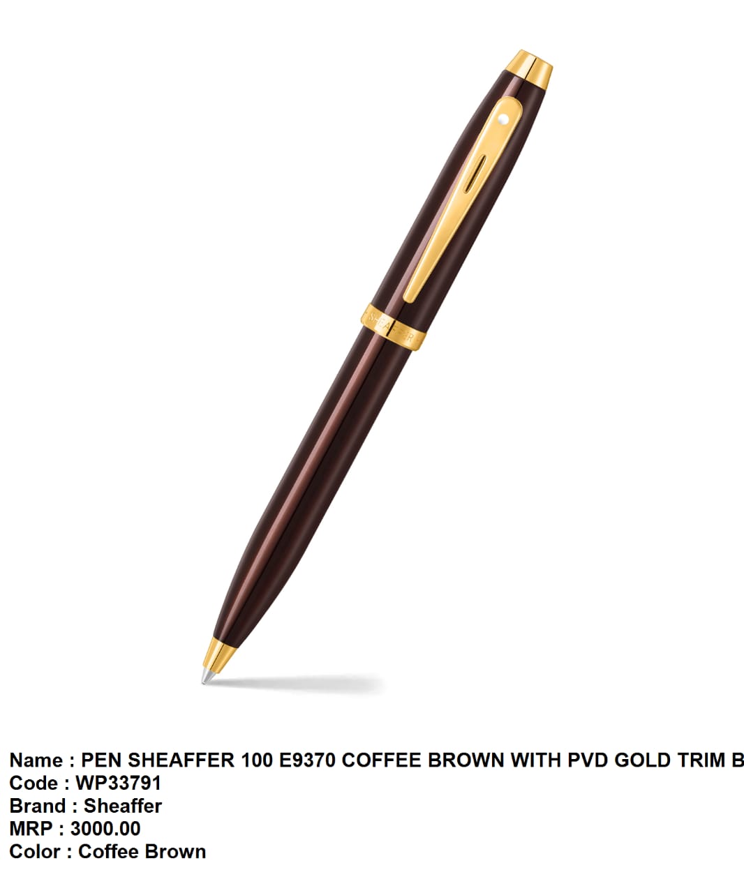 Pen sheaffer 100 E9370 coffee brown with pvd gold trim bp